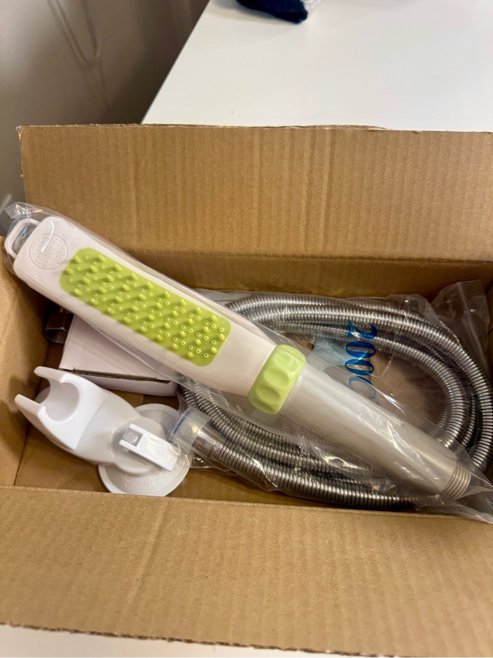 NIB Pet Washing Handheld Shower with Massaging Nubs